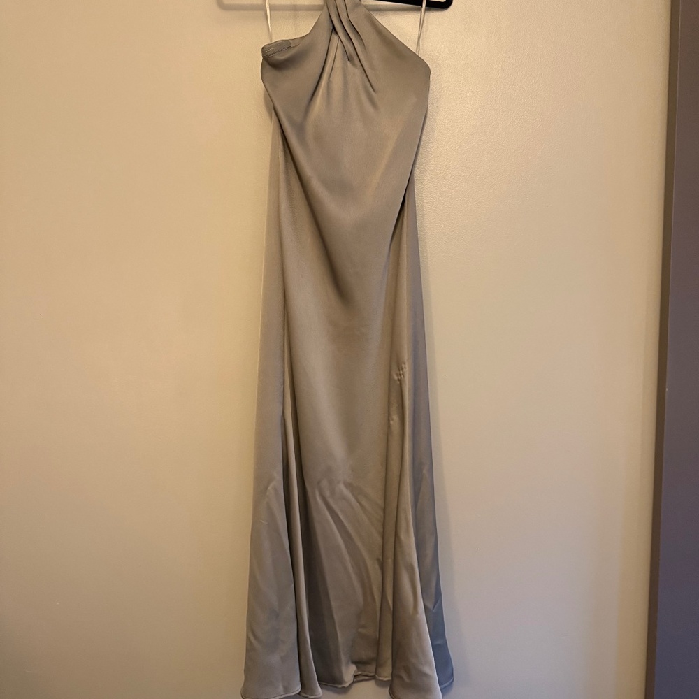 Anthropologie BHLDN Ruby Twist Halter Satin Gown in Moss
